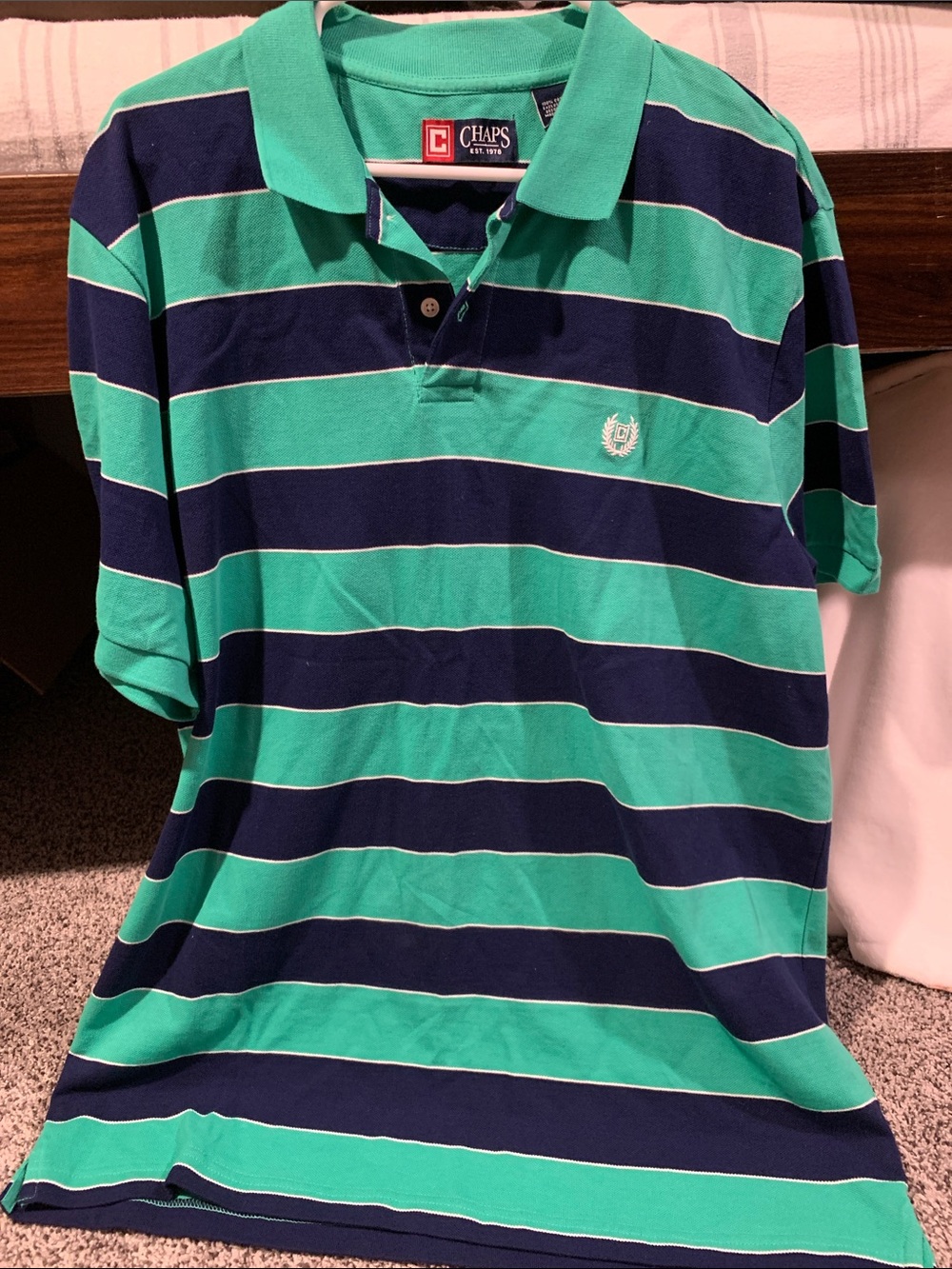 Chaps Teal/Green & Navy Striped Polo